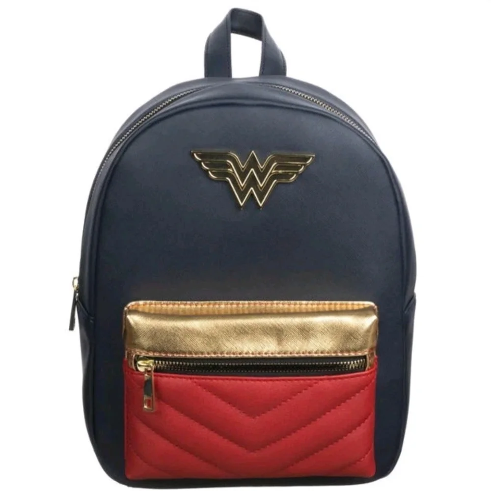 Bioworld Wonder Woman Mini Backpack Navy Gold Red Faux Leather DC Comics Bag